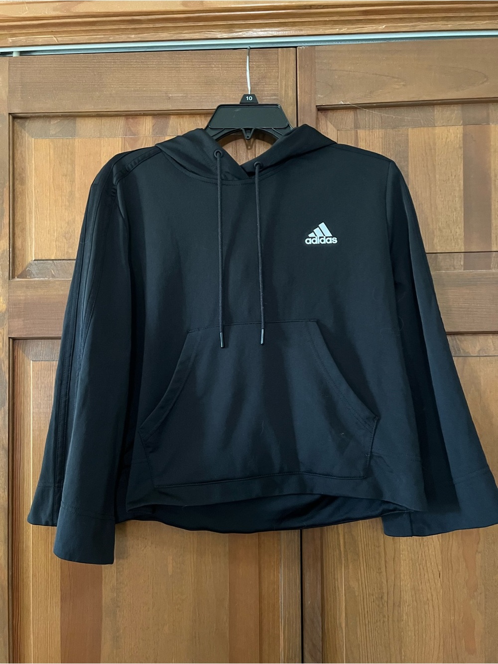 adidas Black Hooded Sweatshirt with Drawcords